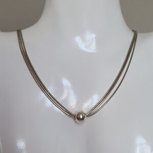 Vintage SILPADA 16" Modernist Sterling Silver 3 Strand Chain Ball Necklace